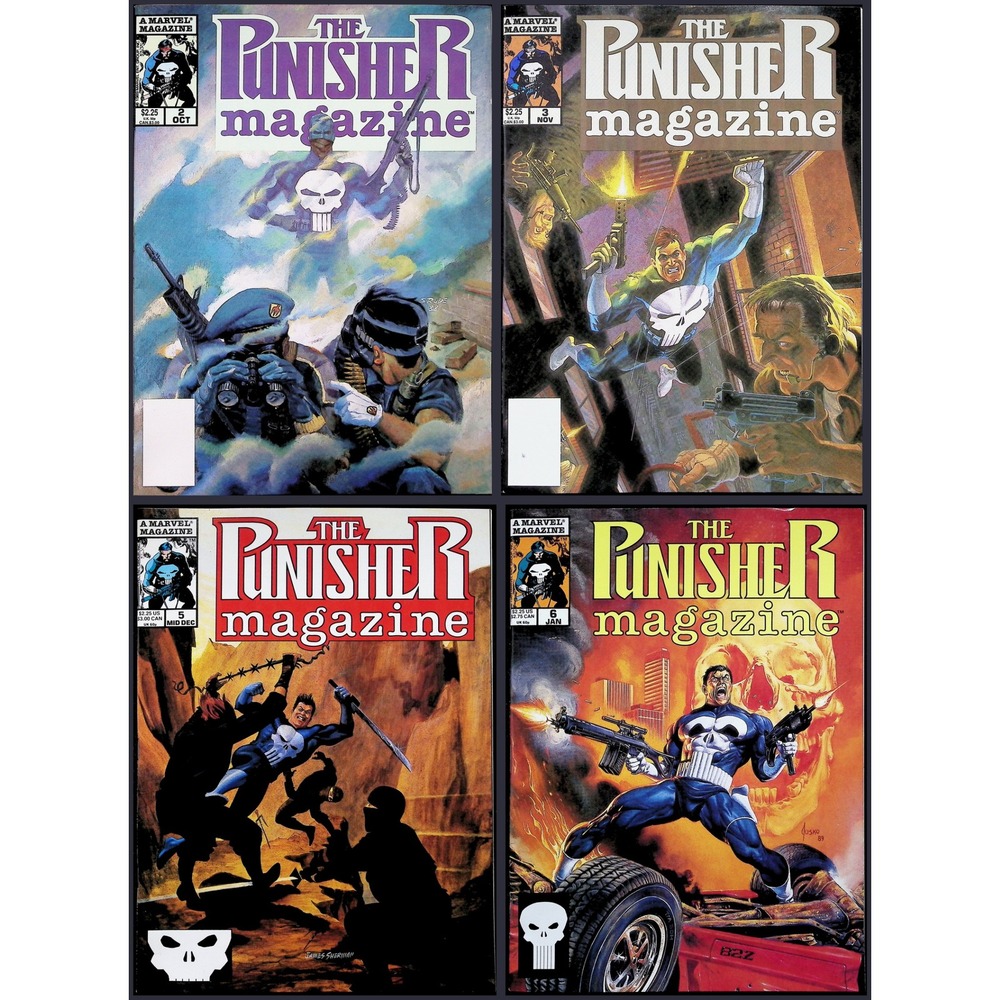 The Punisher Magazine #2 3 5 6 Marvel Comic Magazine Lot‎ 1989 4x Comic Lot